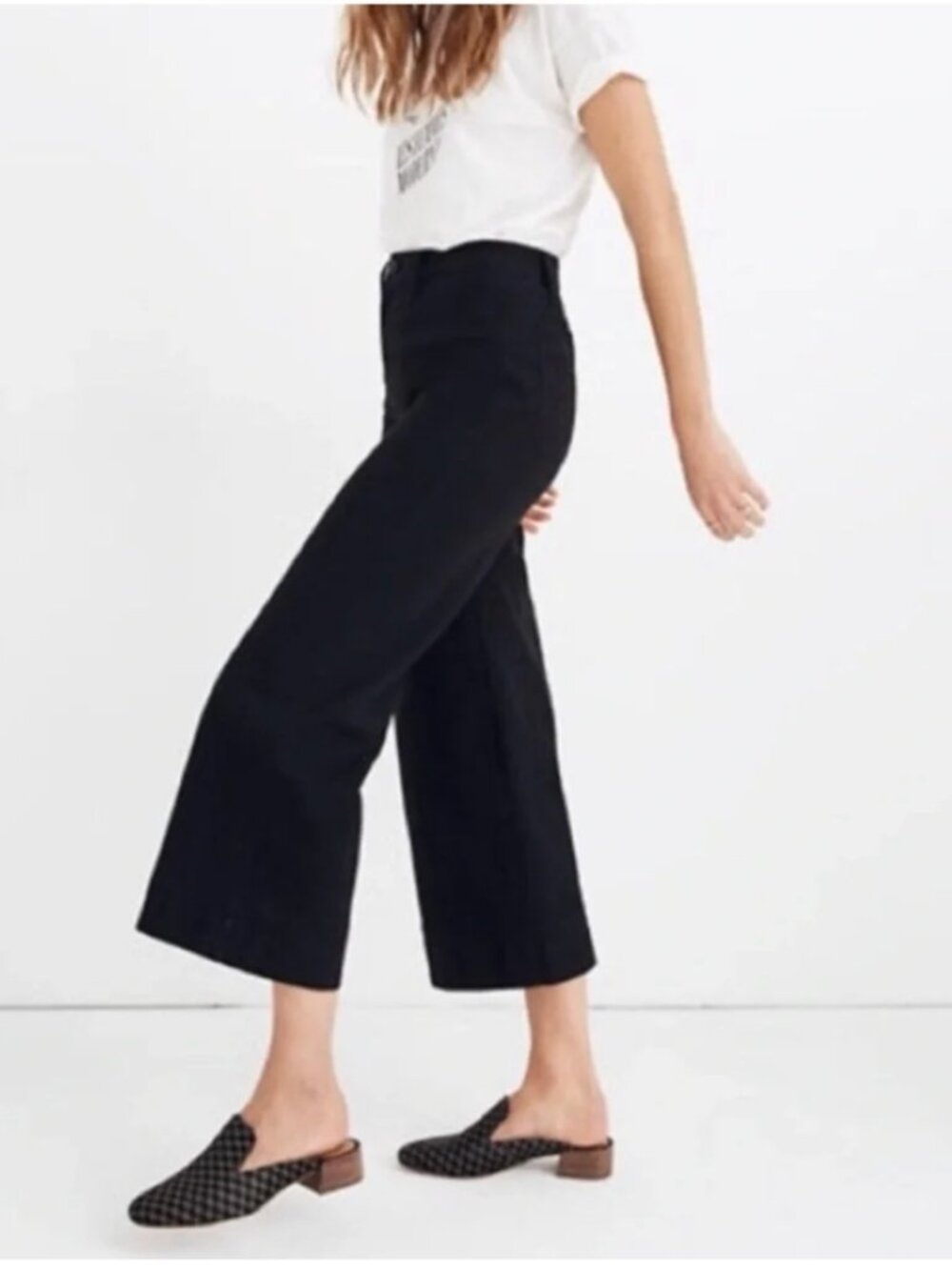 Madewell Emmett Crop Wide Leg Pants Black Size 27